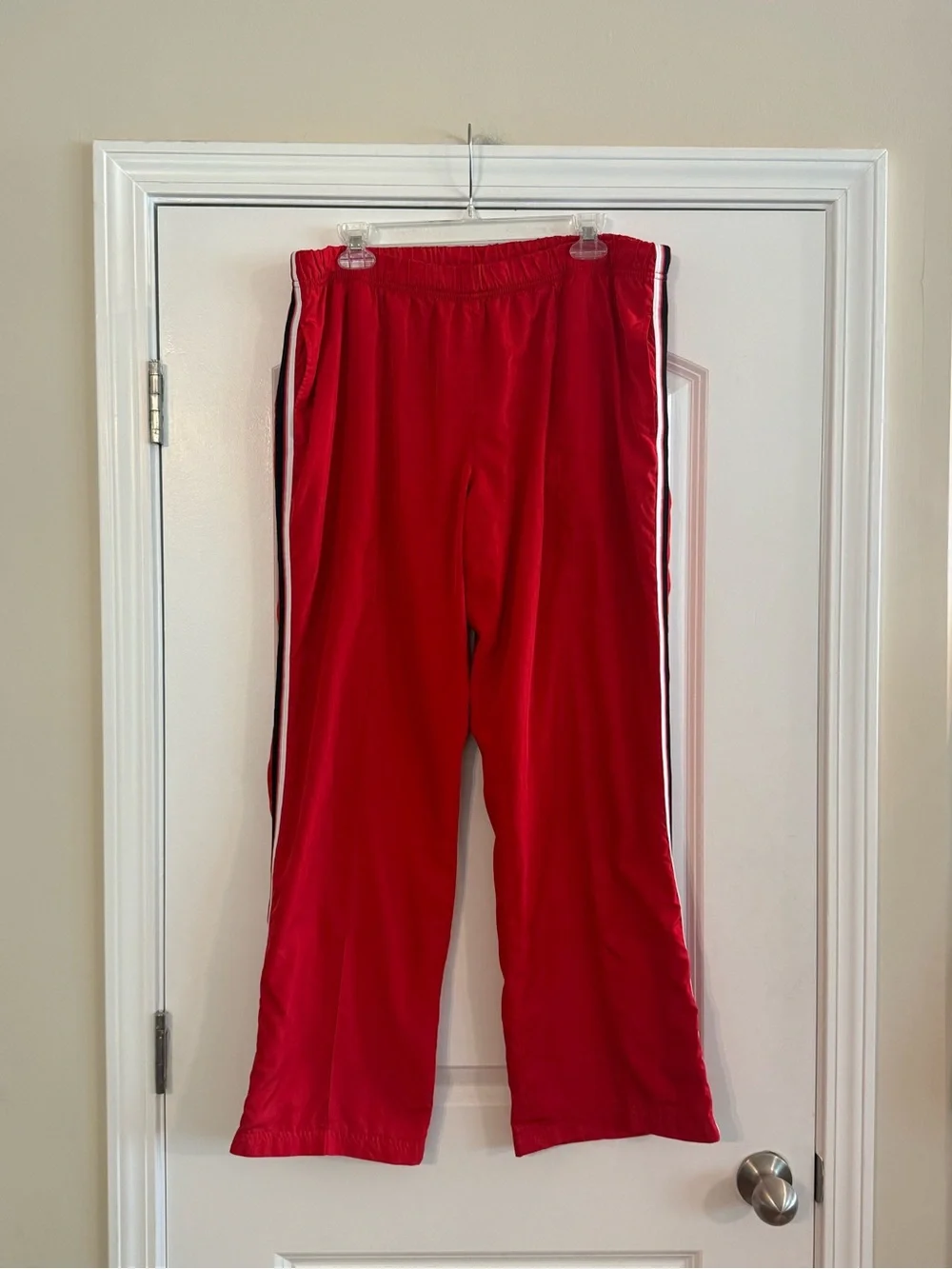 Red Sports Sweatpants Track With Side Zippers Size XL 16/18 Red Y2K